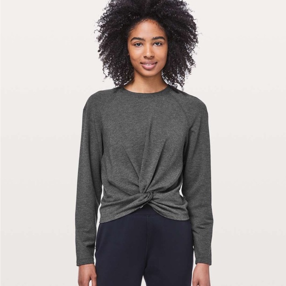 lululemon athletica Tops - lululemon athletica Charcoal tuck and gather pullover